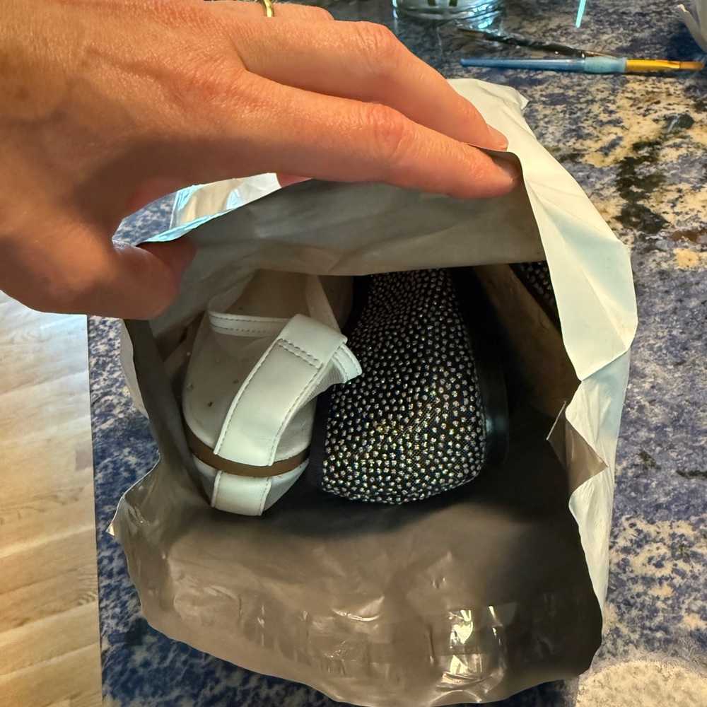 French Sole White and Black Flats